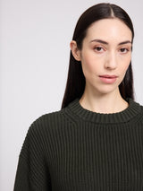 Chunky Crew Neck Knit Jumper olive