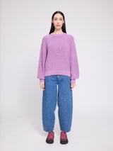 Chunky Crew Neck Knit Jumper grape pink