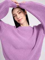 Chunky Crew Neck Knit Jumper grape pink