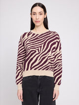 Zebra Jacquard Knit Jumper light beige/burgundy