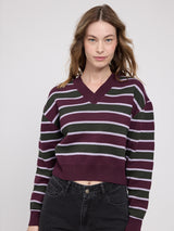 Striped Jacquard Knit Jumper burgundy/multicolor