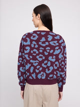 Leo Jacquard Knit Jumper burgundy/smoke blue
