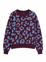 Leo Jacquard Knit Jumper burgundy/smoke blue
