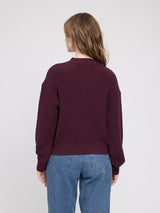 Chunky Knit V-Neck Jumper burgundy