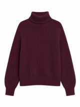 Chunky Knit Turtle Neck Jumper burgundy