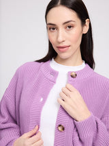 Crew Neck Knit Cardigan grape pink