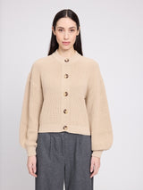 Crew Neck Knit Cardigan light beige