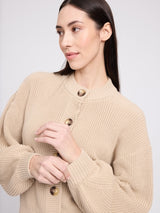 Crew Neck Knit Cardigan light beige