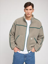 Contrast Tape Teddy-Fleece Jacket eucalyptus
