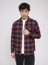 Checked Flannel Shirt eggplant/black mel.