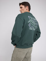Back Print Sweatshirt forest/eat well
