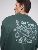 Back Print Sweatshirt forest/eat well