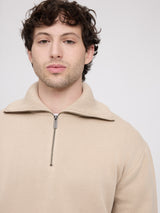 Jacquard Knit Troyer light beige