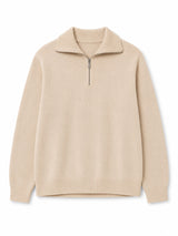 Jacquard Knit Troyer light beige