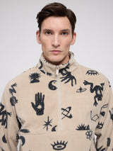 Printed Fleece Half-Zip light taupe/mystical