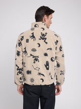 Printed Fleece Half-Zip light taupe/mystical