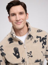 Printed Fleece Half-Zip light taupe/mystical