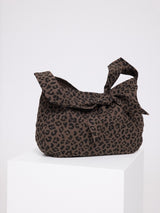 Printed Denim Shoulder Bag chocolate brown/printed