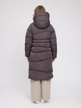 Waves Quilt Puffer Coat eggplant
