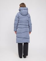 Waves Quilt Puffer Coat slate blue