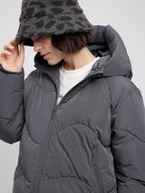 Waves Quilt Short Puffer Jacket dark grey