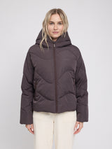 Waves Quilt Short Puffer Jacket eggplant