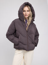 Waves Quilt Short Puffer Jacket eggplant