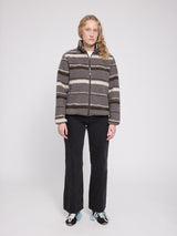 Printed Teddy-Fleece Jacket warm grey/striped