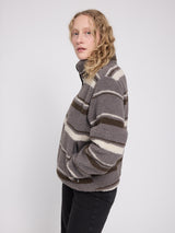 Printed Teddy-Fleece Jacket warm grey/striped