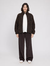 Printed Teddy-Fleece Jacket chocolate brown/printed