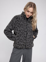 Printed Teddy-Fleece Jacket grey/printed
