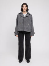 Vegan Wool Peacoat anthracite mel.