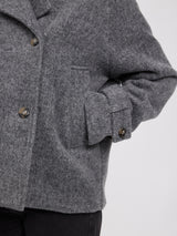Vegan Wool Peacoat anthracite mel.