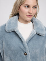 Faux-Fur Button Jacket ice blue