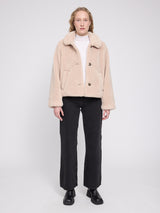 Faux-Fur Button Jacket natural