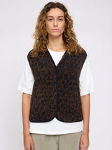 Printed Teddy-Fleece Vest chocolate brown/printed