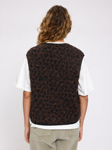 Printed Teddy-Fleece Vest chocolate brown/printed