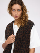 Printed Teddy-Fleece Vest chocolate brown/printed
