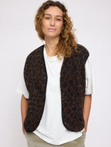 Printed Teddy-Fleece Vest chocolate brown/printed