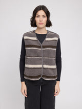 Printed Teddy-Fleece Vest warm grey/striped