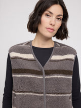 Printed Teddy-Fleece Vest warm grey/striped