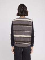 Printed Teddy-Fleece Vest warm grey/striped