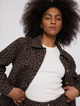 Printed Denim Jacket chocolate brown/printed