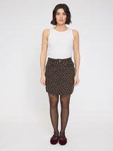 Printed Mini Denim Skirt chocolate brown/printed