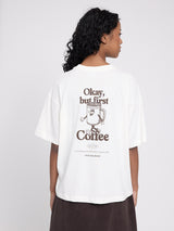 Back Print Theme T-Shirt offwhite/coffee