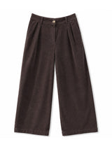 Pleated Corduroy Pants dark chocolate
