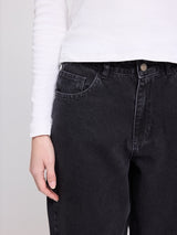 Wide Leg Denim Pants dark grey
