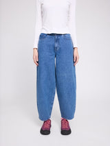 Barrel Leg Denim Pants mid blue