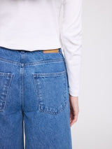 Barrel Leg Denim Pants mid blue