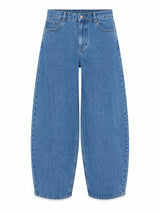 Barrel Leg Denim Pants mid blue